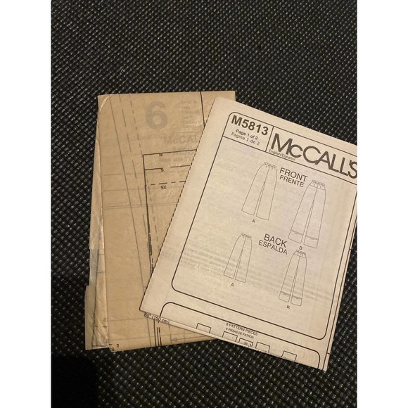 UNCUT SIMPLE ELASTIC-WAIST PANTS IN TWO LENGTHS - McCall's 5813, Xsm-Sml-Med - Picture 6 of 6